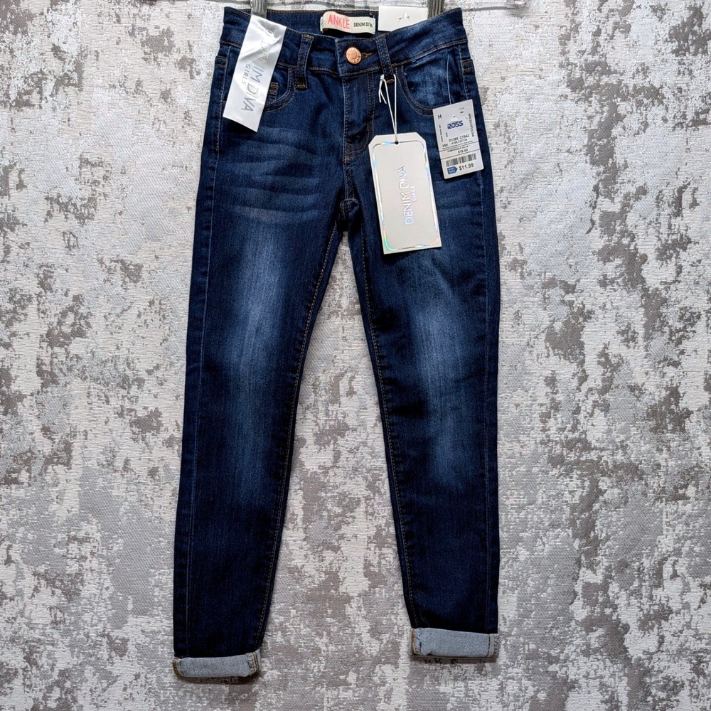 Denim Diva Girls Dark Wash Skinny Ankle Jeans Cuffed Size 8 DDCCL2965-DK